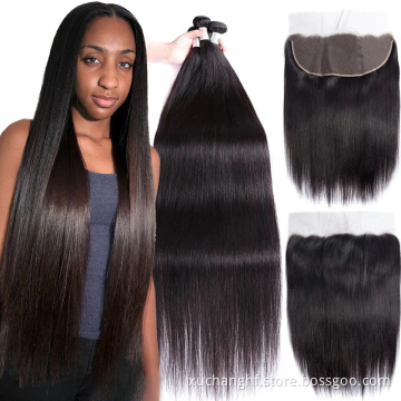 12a 100% Raw Brazilian Human Hair Bundles With HD Lace Frontal Closures Mink Cuticle Aligned Virgin Hair Weave Extension Vendors
